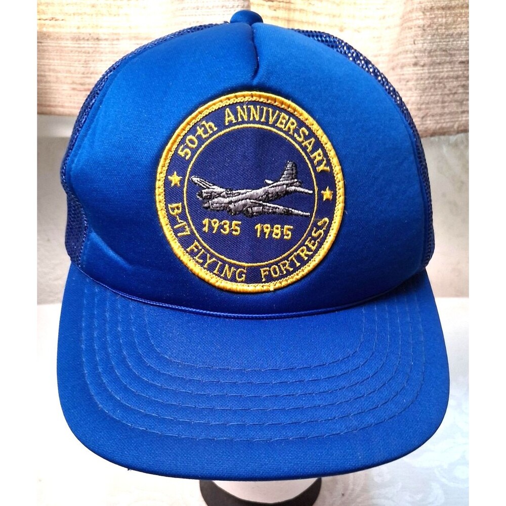 Vintage B-17 Flying Fortress Hat Cap That Hat Snap Back Blue Mesh